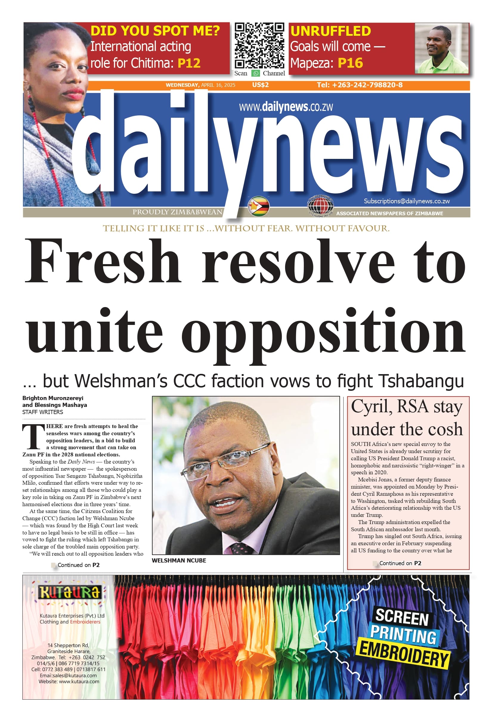 Wednesday 16 April 2025
